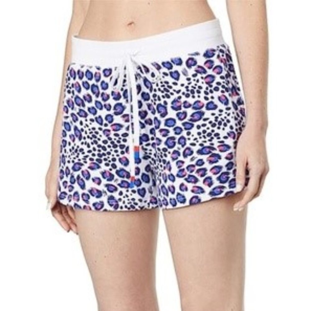 PJ Salvage Tropic Love Leopard Pajama Shorts Lounge Sleep Bottoms Blue Size 1X